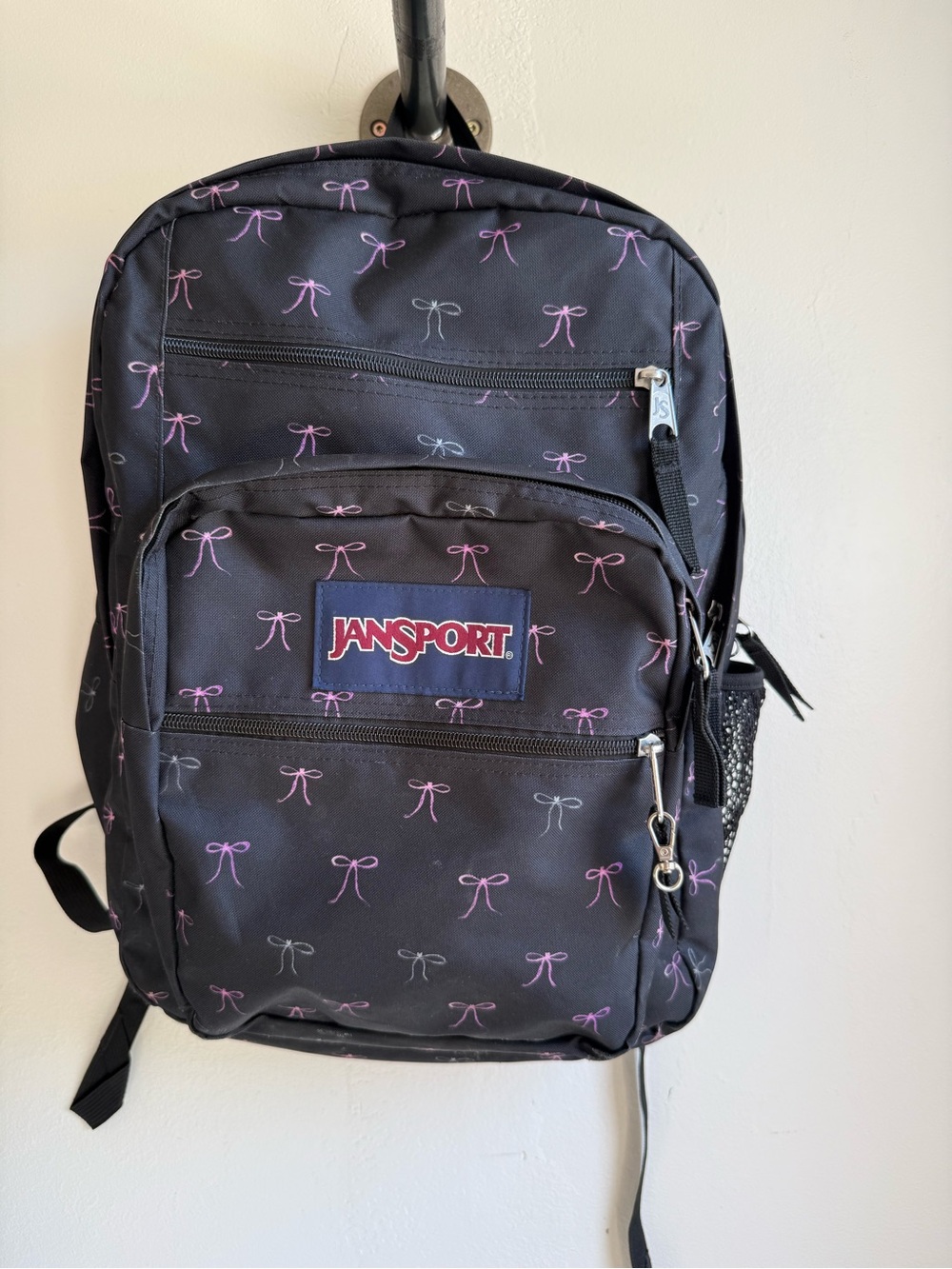 JanSport Big Student Backpack - Black Bow Laptop Sleeve, Water Bottle Pocket